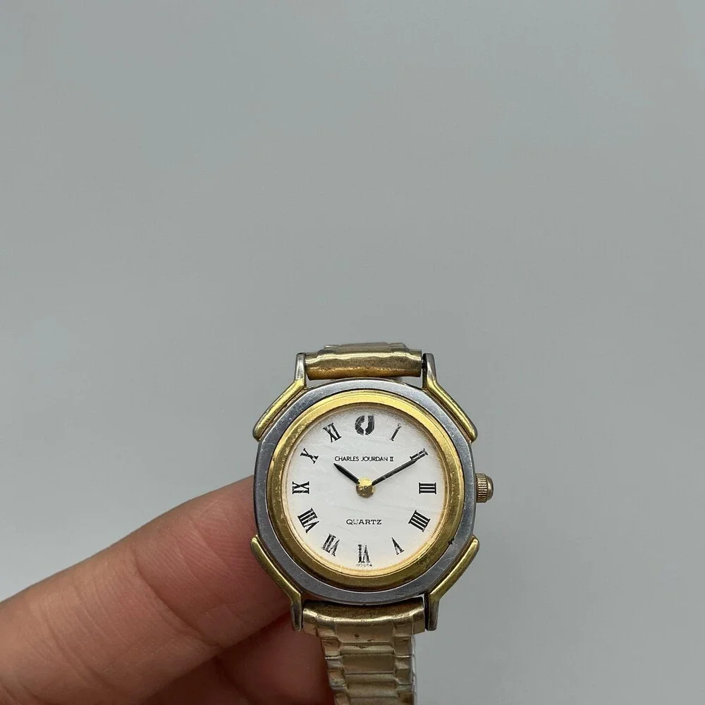 Charles Jourdan II Womens Watch 23mm White Dial Two Tone Stretch New Battery